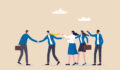Illustration of a team of businesspeople welcoming a new employee