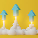 Graphic of three arrow rockets taking off.