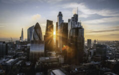 Sunset Over London's Financial District, England, UK