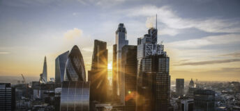 Sunset Over London's Financial District, England, UK