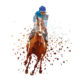 Polygonal illustration of a jockey on a racehorse