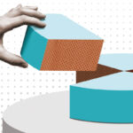 Partners Group holds first close for latest real estate secondaries strategy Theme image for the Secondaries Special 2025 with a hand taking a large portion of a cake