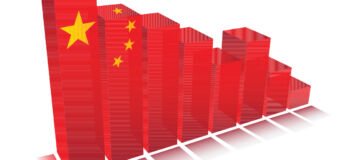 China flag on graph, bar chart, T5