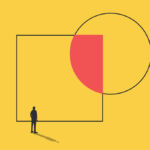 Why CVs offer a potential mismatch in credit a silhouette of a person stands before a giant square that is overlapped by a circle, their overlap coloured in red