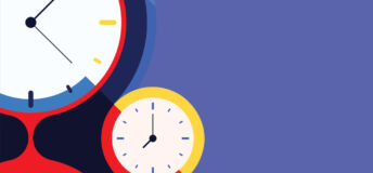 Illustration of two clocks displaying different times