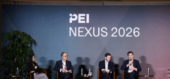 Hannah Zhang leads a secondaries panel with Shane Feeney of Northleaf, Matthew Roche of StepStone and Wilfred Small of Ardian at NEXUS 2026