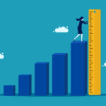 Secondaries volume to reach $1trn in the next decade โ Seine Capital Illustration of a bar chart with a businesswoman measuring the largest bar
