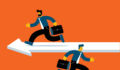 Pay for secondaries distribution specialists lags wider alts industry – Jensen Partners Illustration of the concept of two people taking different roads.