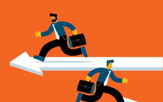 Pay for secondaries distribution specialists lags wider alts industry – Jensen Partners Illustration of the concept of two people taking different roads.