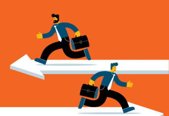 Pay for secondaries distribution specialists lags wider alts industry – Jensen Partners Illustration of the concept of two people taking different roads.