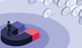 New 2ND Capital eyes Q4/Q1 close as flagship nears $1bn An illustration of a businessman standing on top of a large magnet that is pulling coins toward it