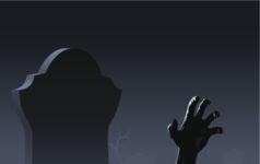 A hand coming out of a grave