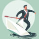 A rising tide for real estate secondaries An illustration of a businessman standing on a paper boat
